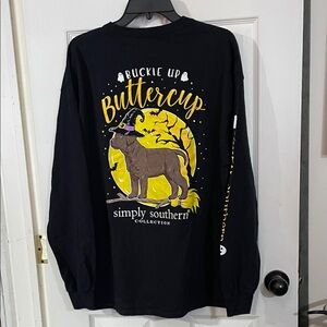Simply Southern Black "Buckle up Buttercup"  Halloween Dog Shirt. Size XL